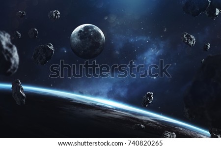 Awesome picture of Earth and moon. Deep space image, science fiction fantasy in high resolution ideal for wallpaper and print. Elements of this image furnished by NASA