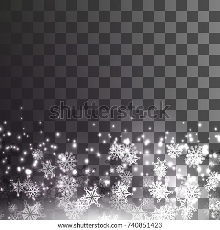 falling snow on a transparent background