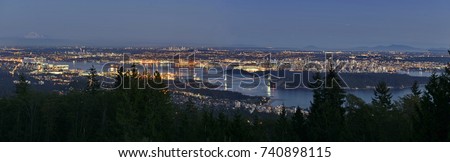 Panoramic night view of vancouver, BC, Canada