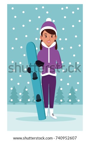 Woman with snowboard