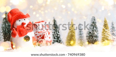 Christmas and New Year holiday background with snowman