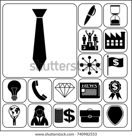 Set of 17 business high quality icons or symbols. Collection. Amazing desing. Vector Illustration.
