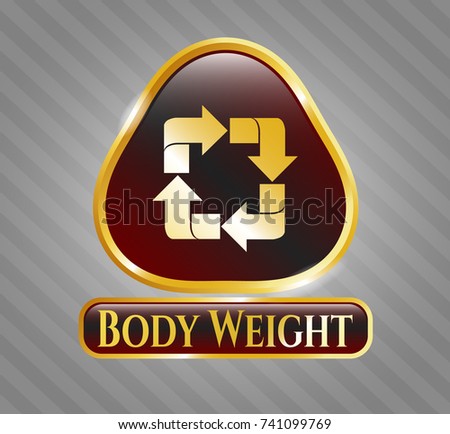  Gold badge with recycle icon and Body Weight text inside