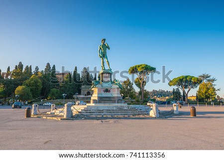 View of Piazzale Michelangelo in Florence, Italy Royalty-Free Stock Photo #741113356