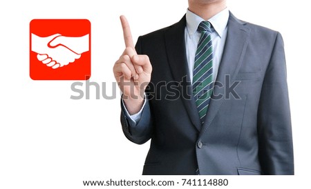 Business man pointing shake hand