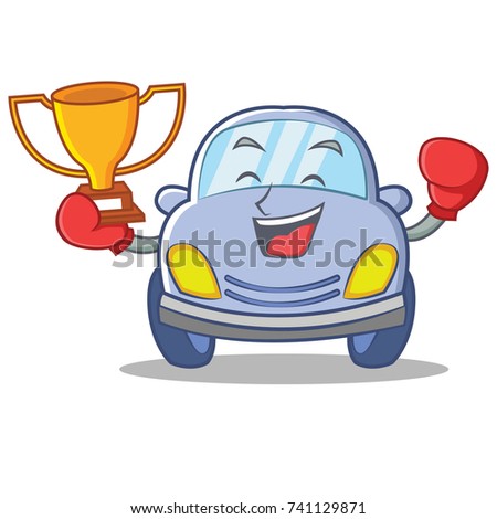 Boxing cute car character cartoon