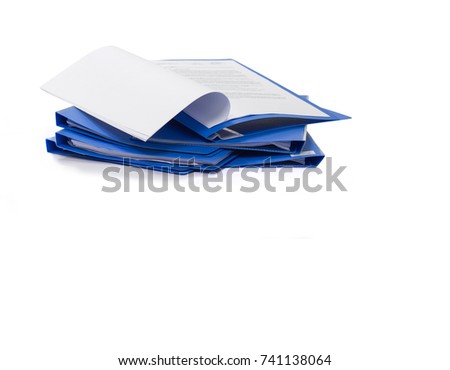 blue files folder. retention of contracts and paper. with isolated white background copy space 