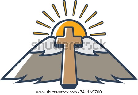 Church Clipart - Landscape That Looks Like Wings and Halo