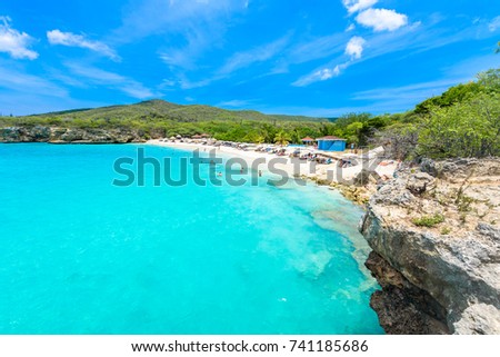 Grote Knip beach, Curacao, Netherlands Antilles - paradise beach on tropical caribbean island Royalty-Free Stock Photo #741185686