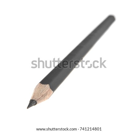 black pencil isolated on white background close-up