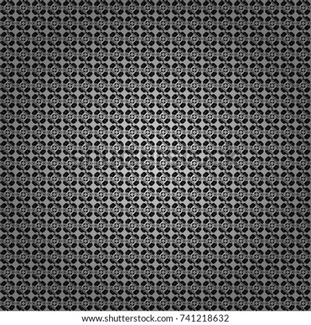 Vector element for graphical design. Abstract seamless modern pattern with regularly repeating geometrical grid with rhombuses, strips, rectangles in white, gray and black colors.