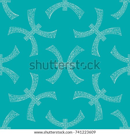 Pisces zodiac sign. Vector hand drawn horoscope pattern. Astrological seamless background.