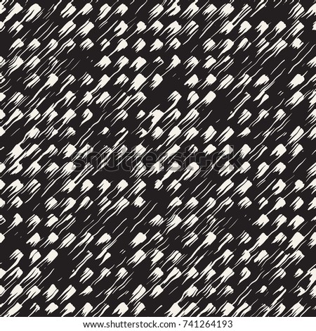 Vector seamless pattern with brush stripes and strokes. Black and white background with ink line elements. Hand painted grunge texture.