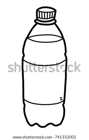 drinking water bottle / cartoon vector and illustration, black and white, hand drawn, sketch style, isolated on white background.
