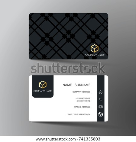 Modern business card template design. With inspiration from the abstract.Contact card for company. Two sided black and white . Vector illustration. 
 Royalty-Free Stock Photo #741335803