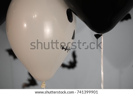 holidays, decoration and party concept. air balloons halloween