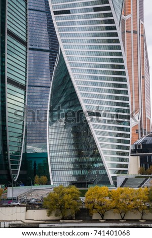 Skyscrapers of the business center of Moscow City close up