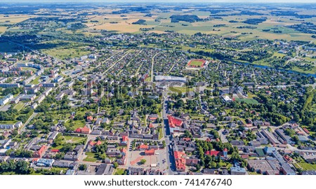Aerial view of Bauska town, summer 2017 