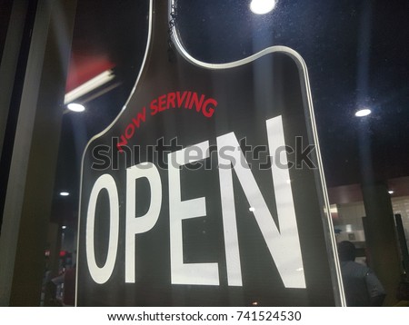 Shop window with open sign.