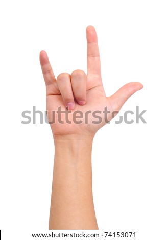 Love hand sign isolated on white
