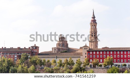 The Cathedral of the Savior or Catedral del Salvador in Zaragoza, Spain. Copy space for text                                