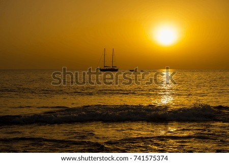 sailboat at sunset, grand canaria