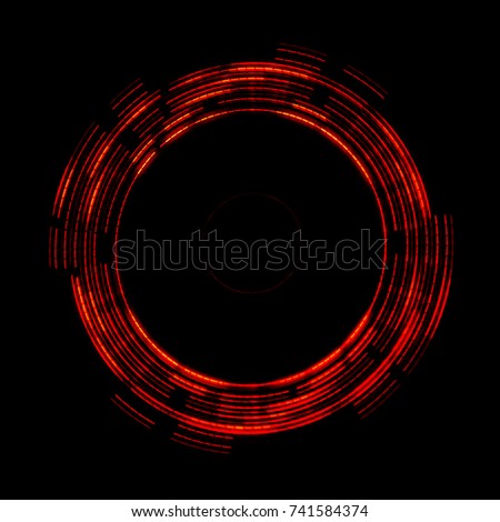 Abstract square picture in the form of a glowing red circle isolated on a black background.