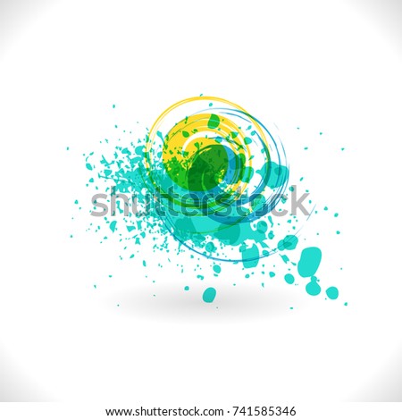 Grunge Curl. Vector Abstract Symbol. Art inks