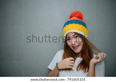 Asian hipsters girl posing for take a photo,lifestyle of modern woman,Thai people in hippie style