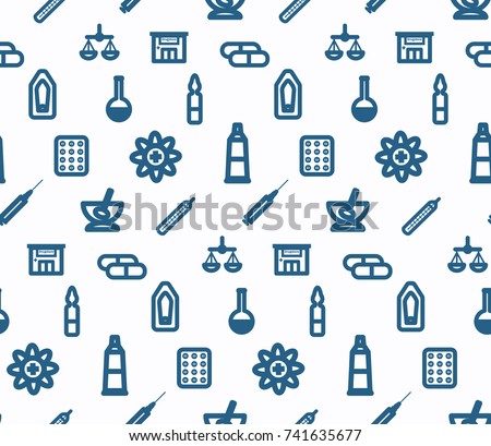 Pharmacy icons seamless pattern. Vector illustration.