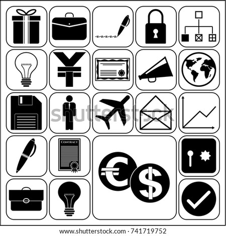 Set of 22 business icons, pictograms, symbols. Collection. Amazing desing. Vector Illustration.