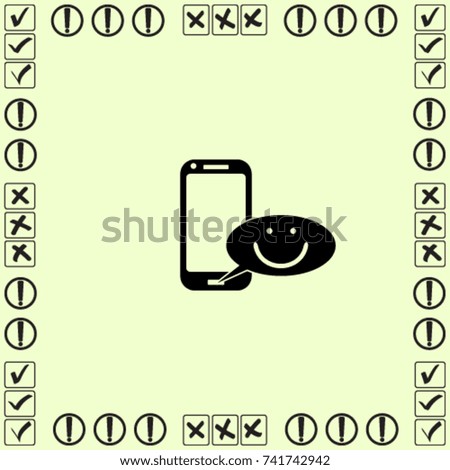 Phone with positive message vector icon