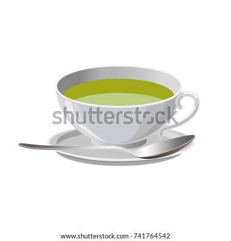 Cup of green tea. Vector illustration