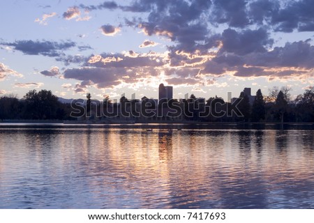 Downtown Denver at sunset