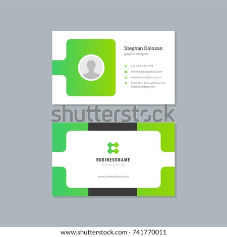 Business card design template abstract modern corporate branding style vector Illustration. Two sides with logo trendy colors background.