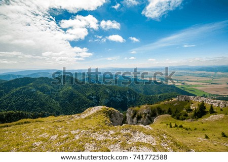 widescreen view of landscape from mountain