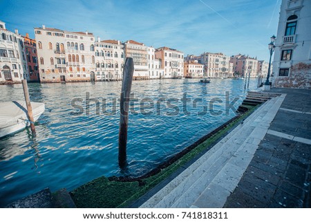 Canal Grande sunset of Accademia's bridge. Venice, Italy.