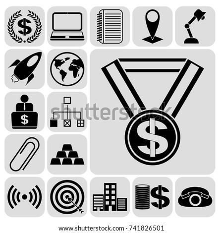Set of 17 business icons, high quality. Collection. Amazing desing. Vector Illustration.