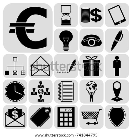 Set of 22 business high quality icons. Collection. Flat design. Vector Illustration.