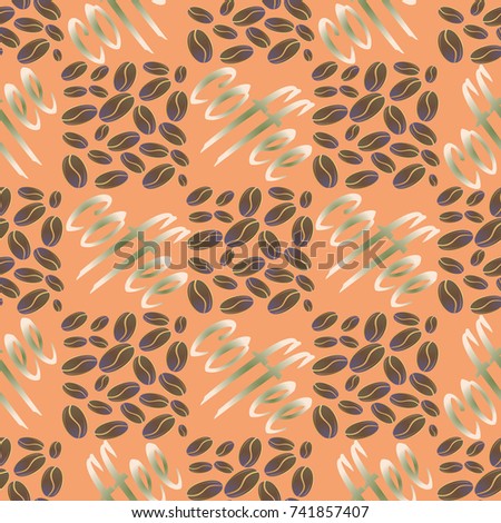 Coffee bean seamless pattern background. Illustration with text.