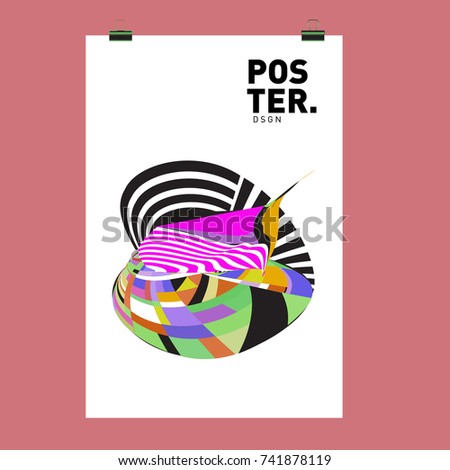 Abstract  Colorful Curvy Liquid Cover and Poster Design Template. Flat Line Shape and Pattern Layout Design Template.