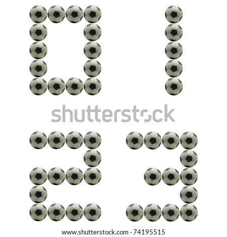 letter Number 0 1 2 3 made from grunge scratch football isolated on white