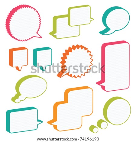 Bright 3d speech bubbles ready for text, isolated on white