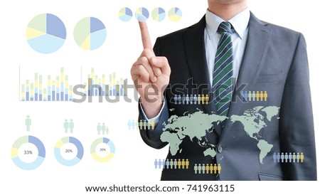 Business man pointing data