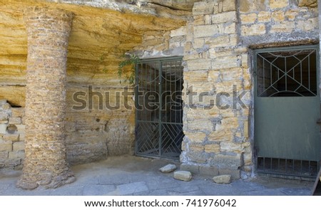 entrance to the catacombs with metal door