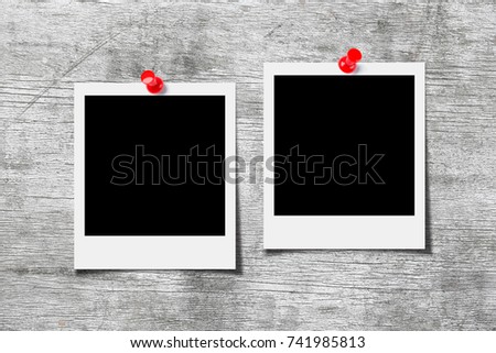 Blank photos on white plank