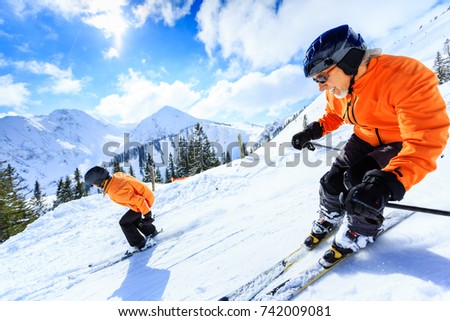 Senior Couple Skiing