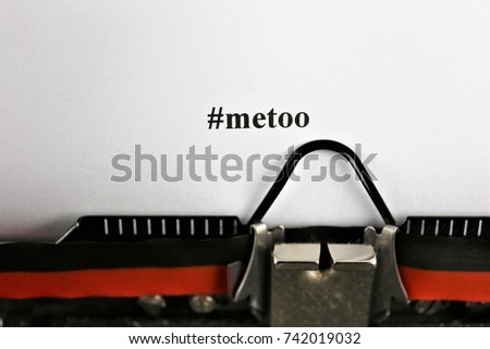 An concept image of a vintage typewriter with the #metoo
