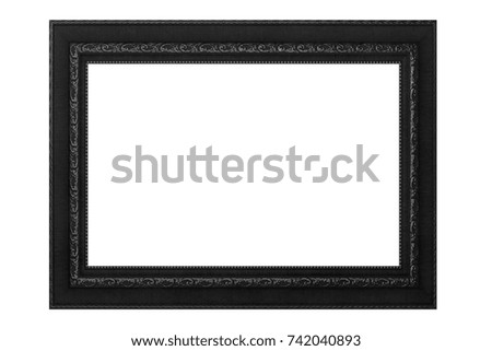 Black vintage picture frame isolated on white background.