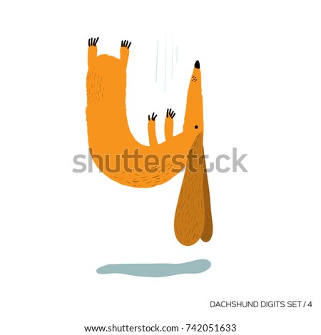 Cute dachshund. Cartoon character. Vector illustration.